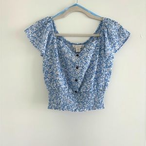 Blue floral top